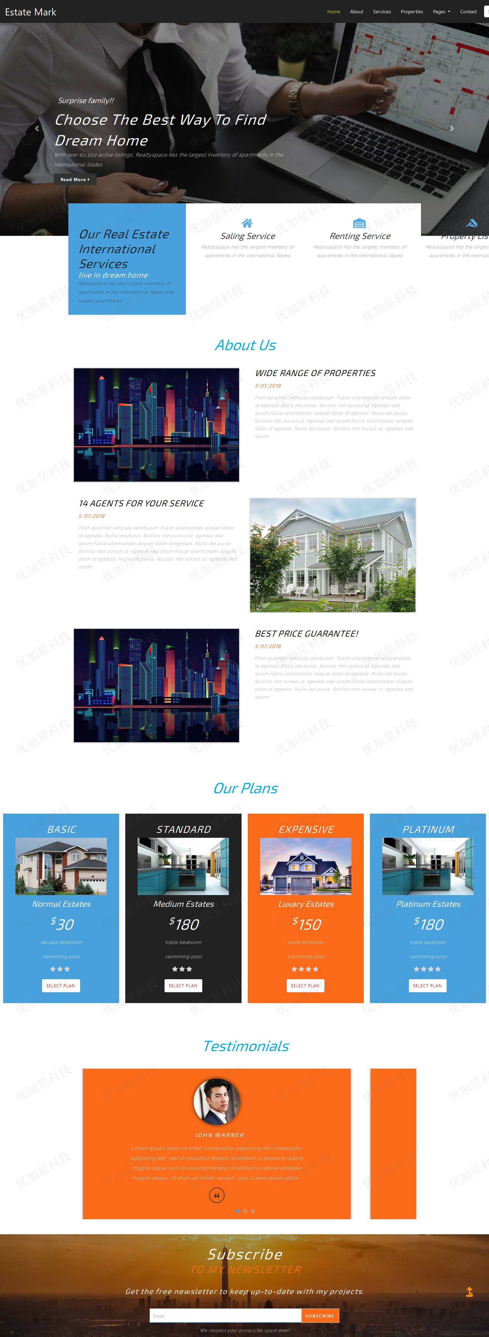 公寓投资企业html网站模板下载_优加星网络科技