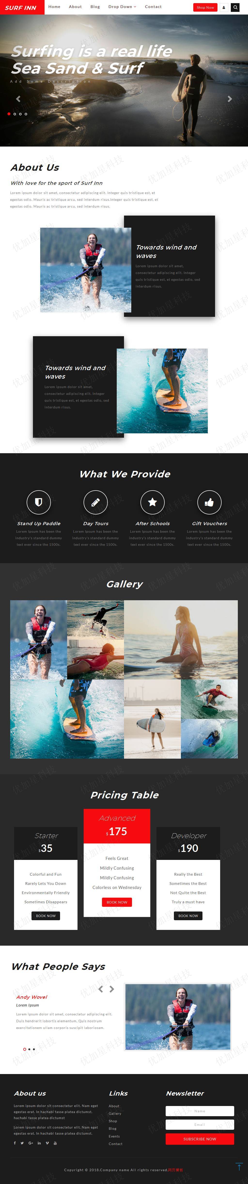 简洁海上冲浪HTML网页模板下载_优加星网络科技