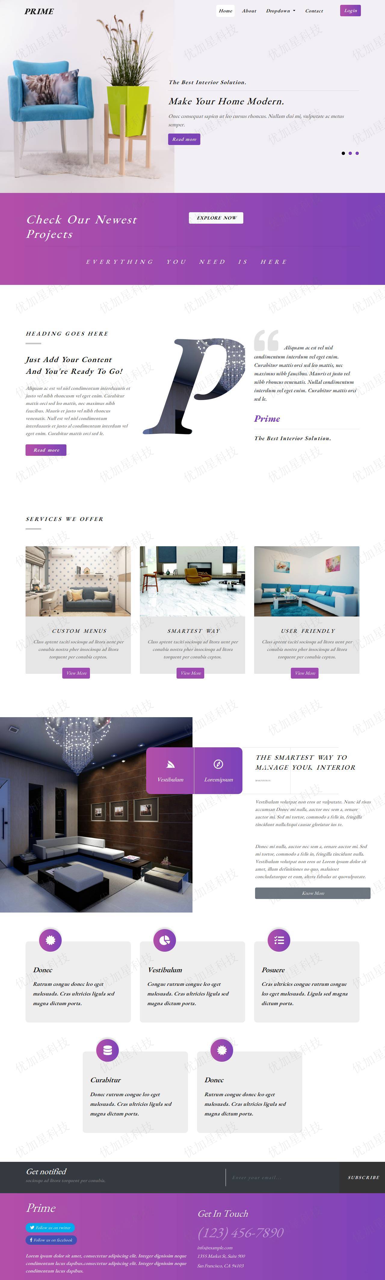 紫色家居装饰公司网站模板下载_优加星网络科技