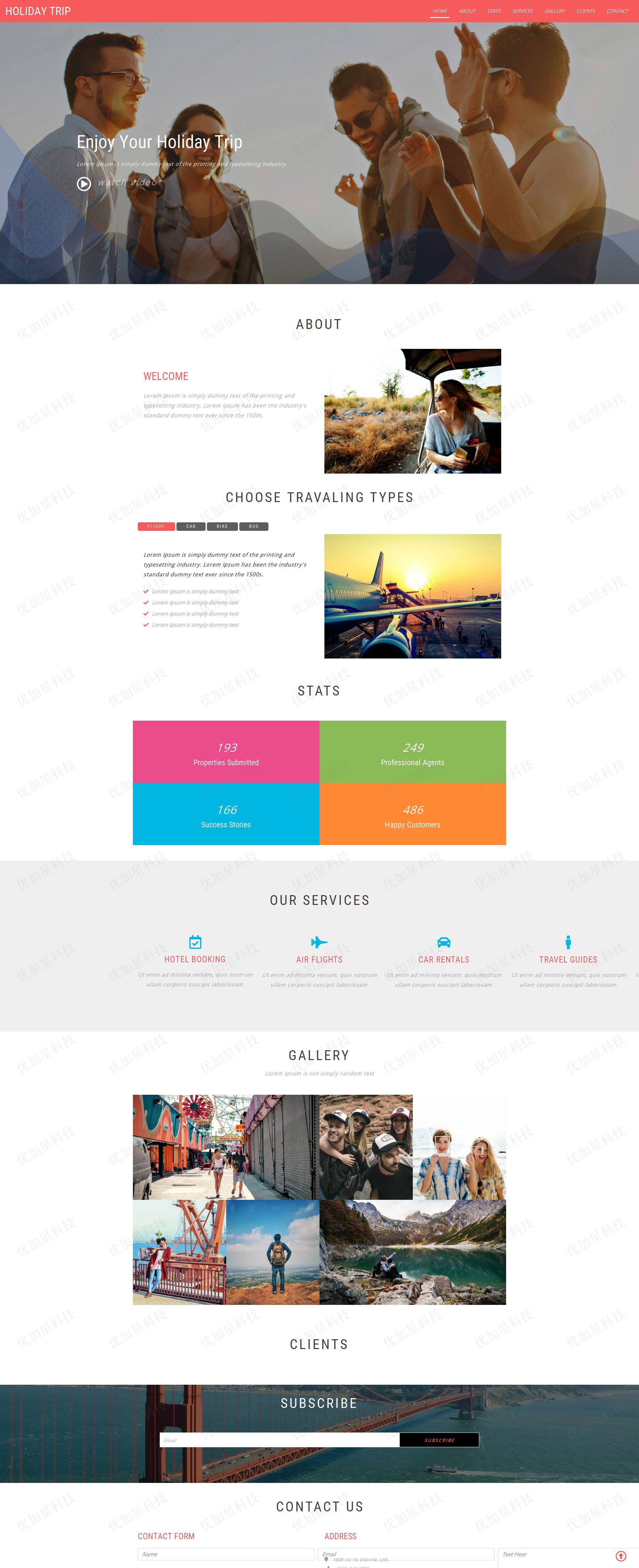 宽屏假期旅行单页网站模板源码_优加星网络科技