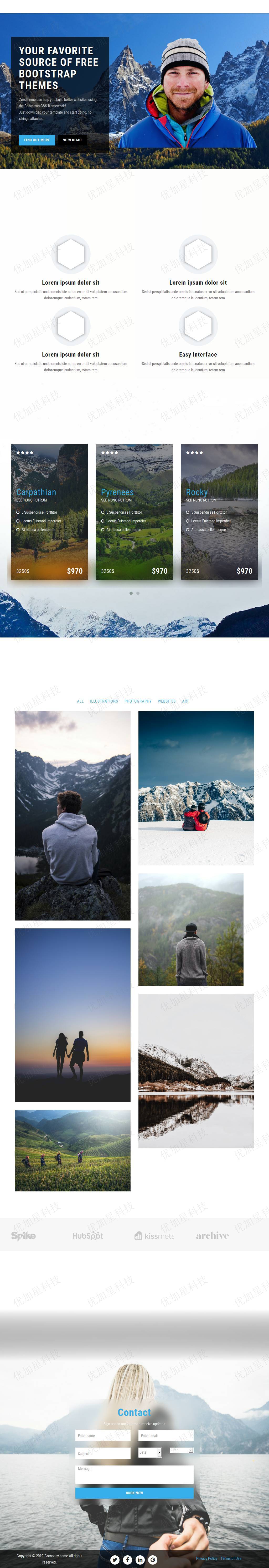 滑雪登山户外运动爱好者企业网站静态模板_优加星网络科技