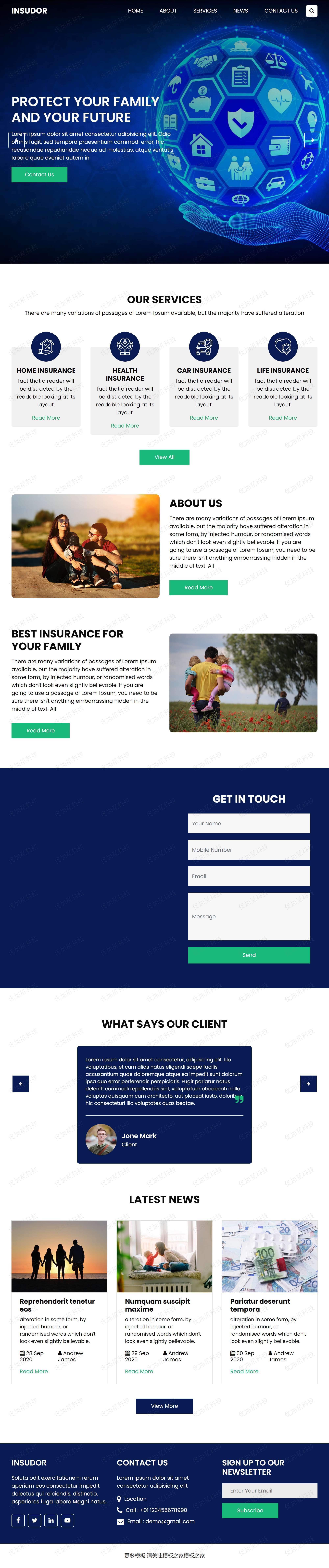 保险公司官方HTML网站模板下载_优加星网络科技