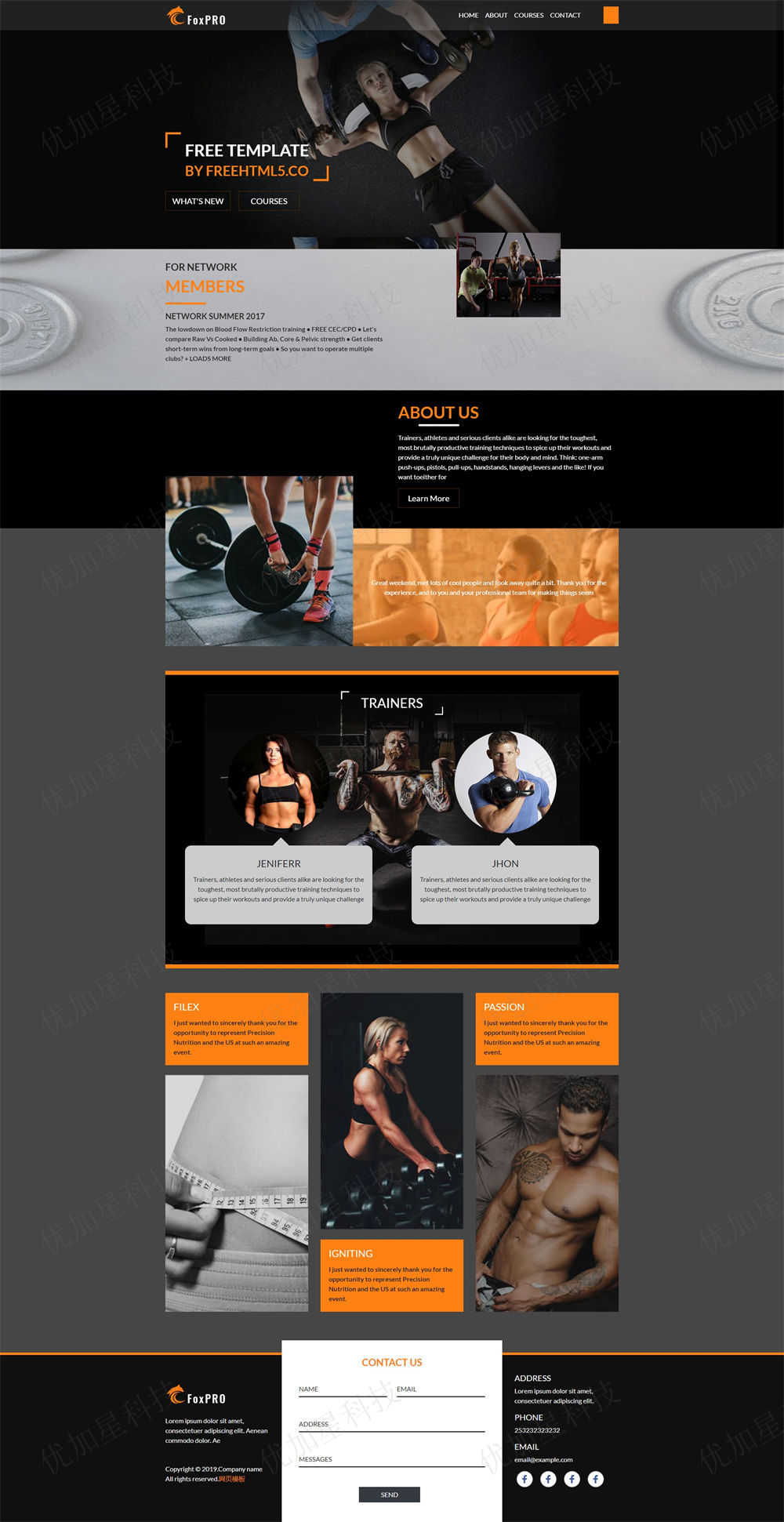 黑色酷炫健身运动CSS3模板下载_优加星网络科技