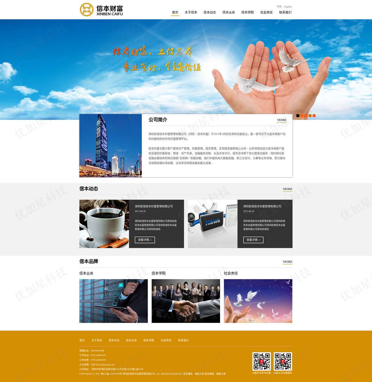 HTML5响应式财富管理企业网站模板下载_优加星网络科技