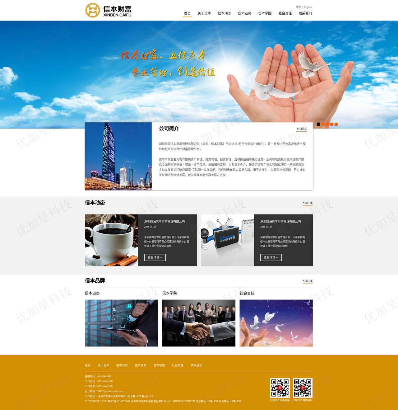 HTML5响应式财富管理公司网站模板下载_优加星网络科技