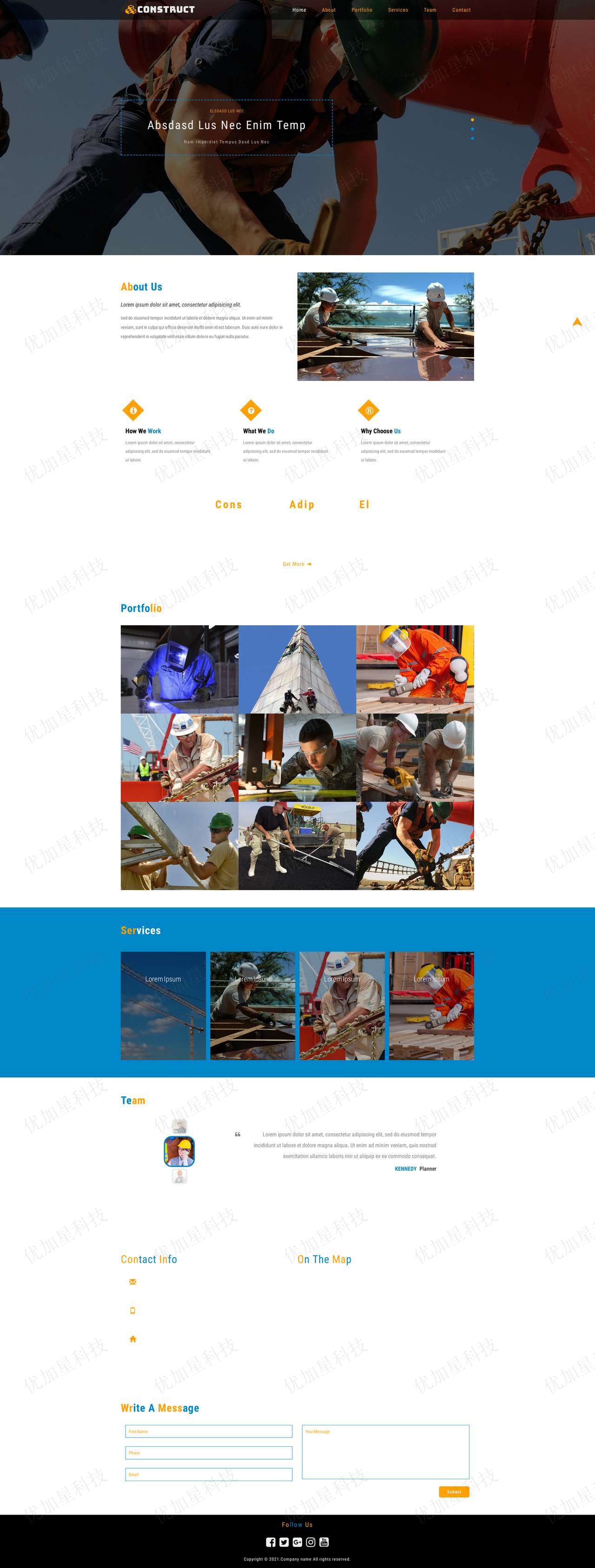 全屏响应式户外施工企业HTML5网站模板_优加星网络科技