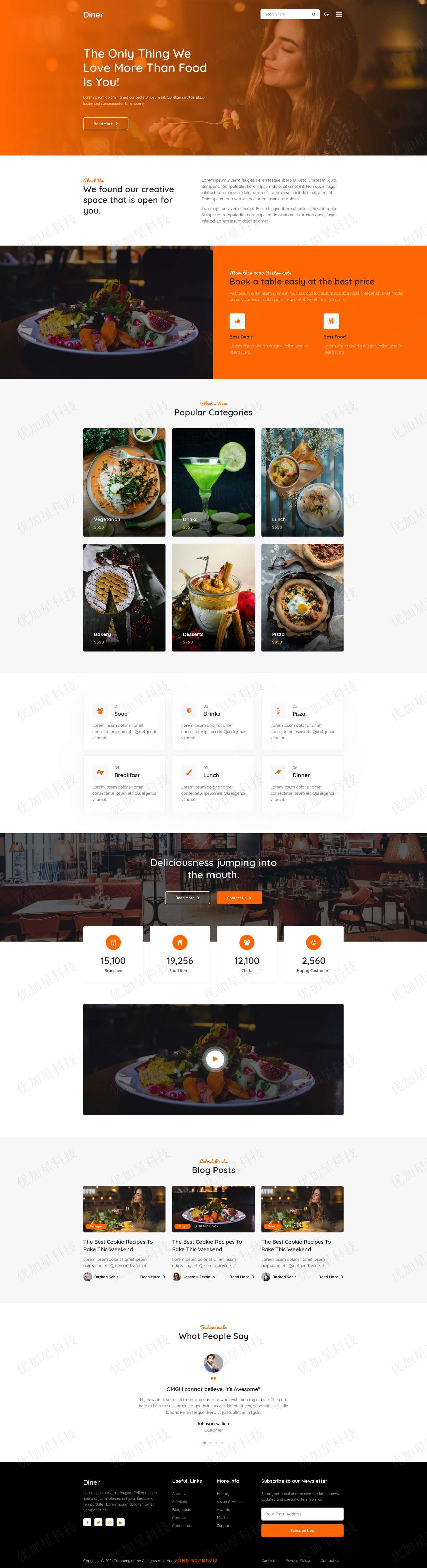 美味佳肴美食HTML网站模板下载_优加星网络科技