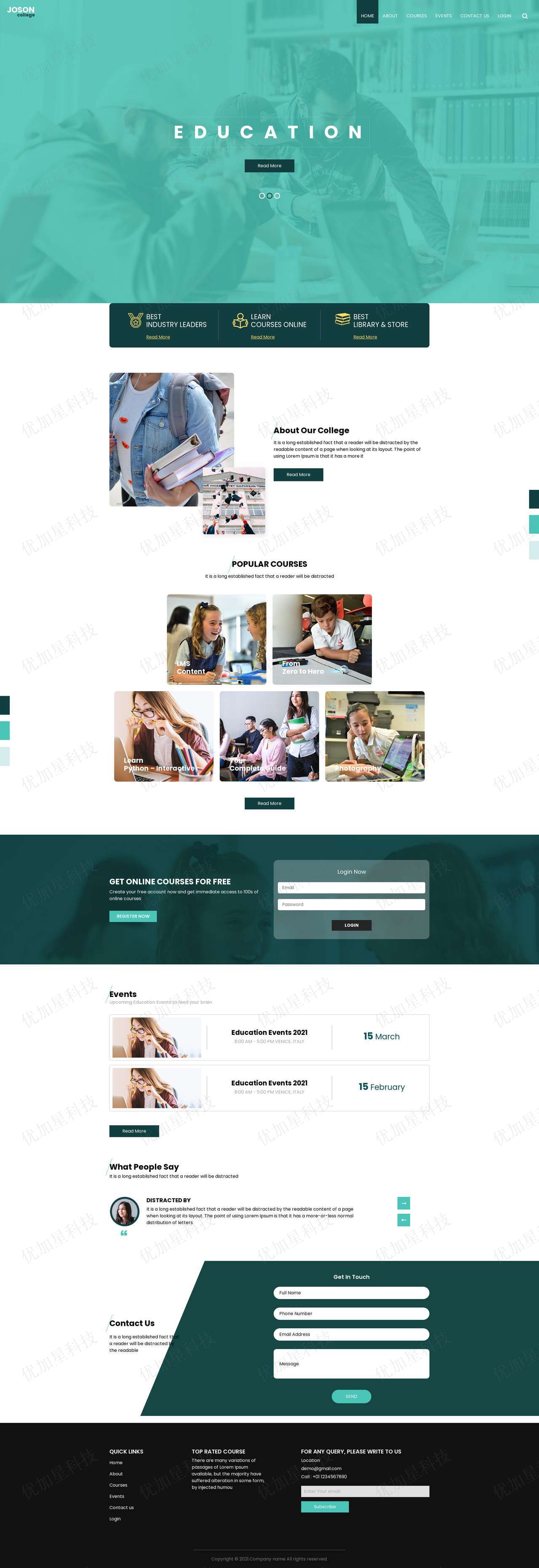 简洁绿色HTML5高等大学教育网站模板_优加星网络科技