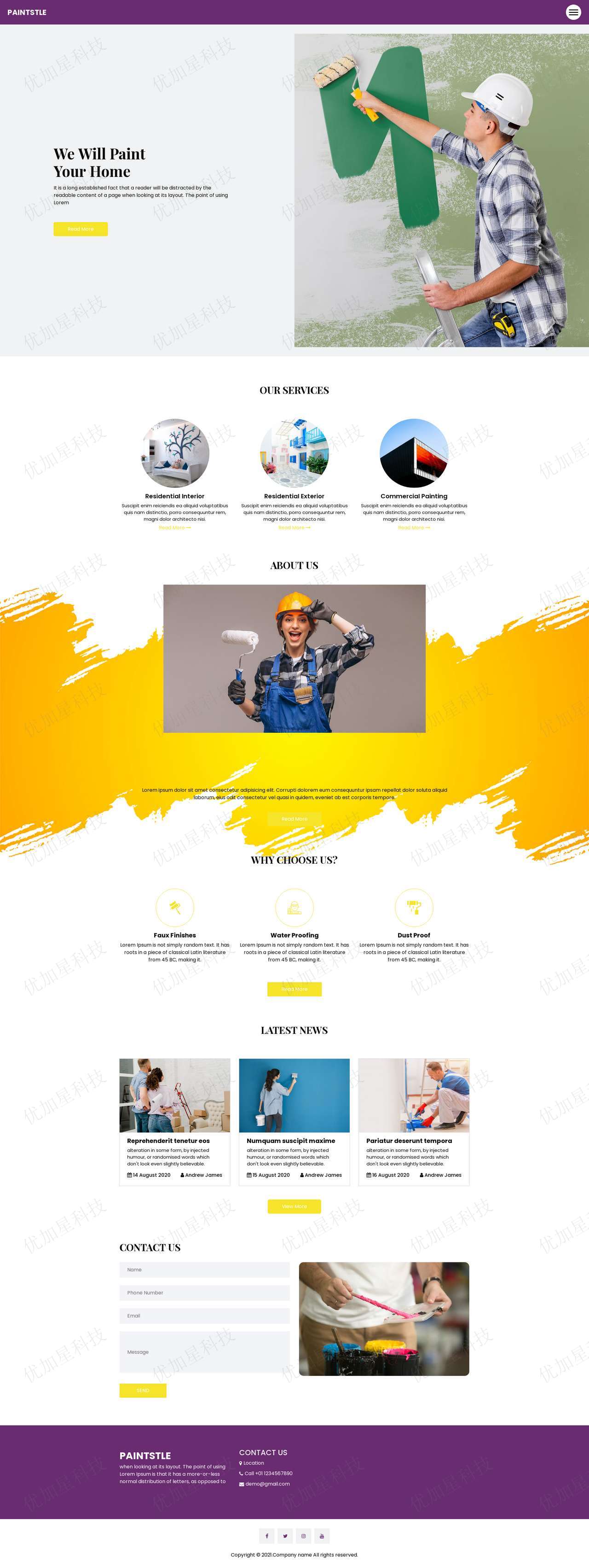 精品HTML5墙面涂刷服务公司网站模板_优加星网络科技