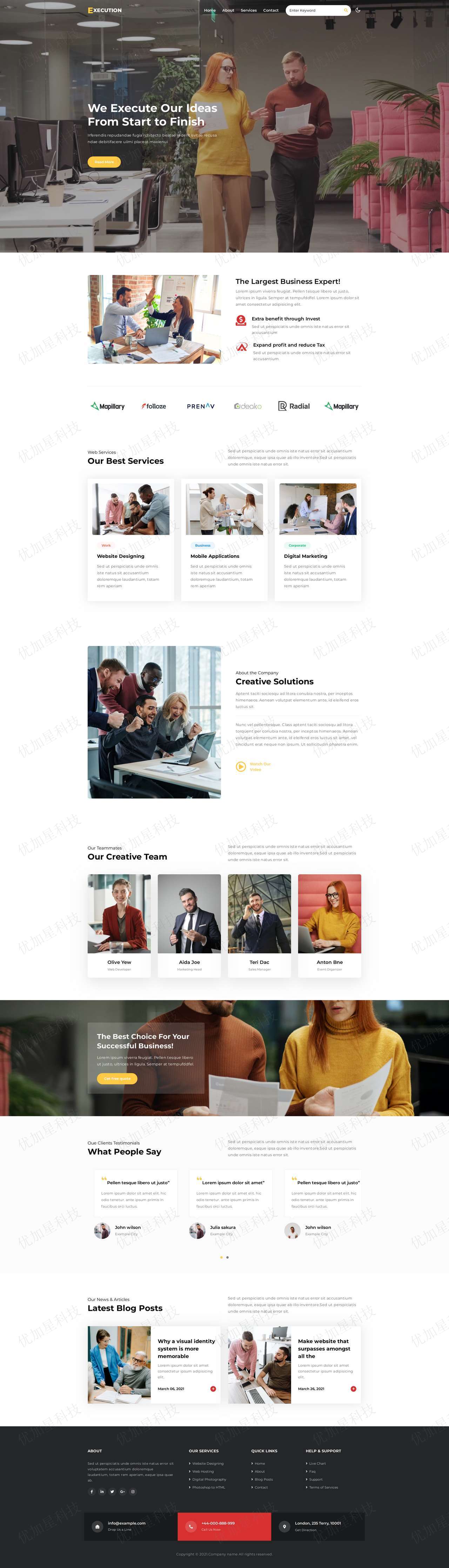 动态简约公司业务团队网站HTML5模板_优加星网络科技