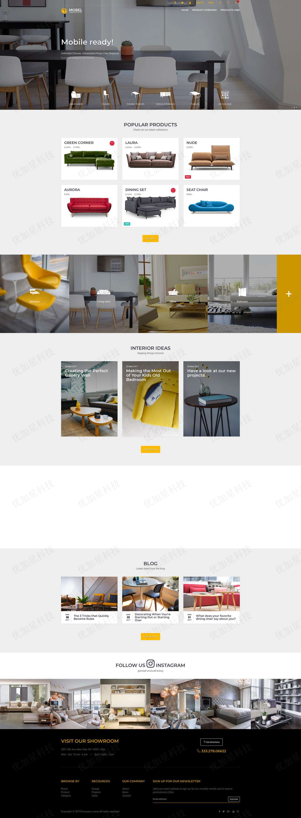响应式网上家具购物商城HTML5网站模板_优加星网络科技