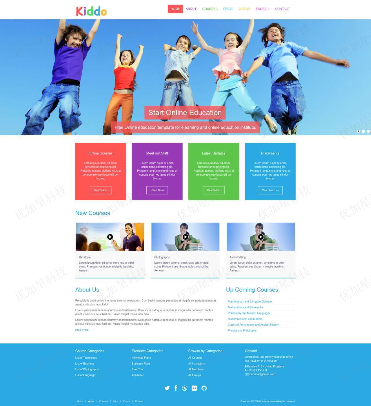 简洁小学生教育培训网站模板下载_优加星网络科技