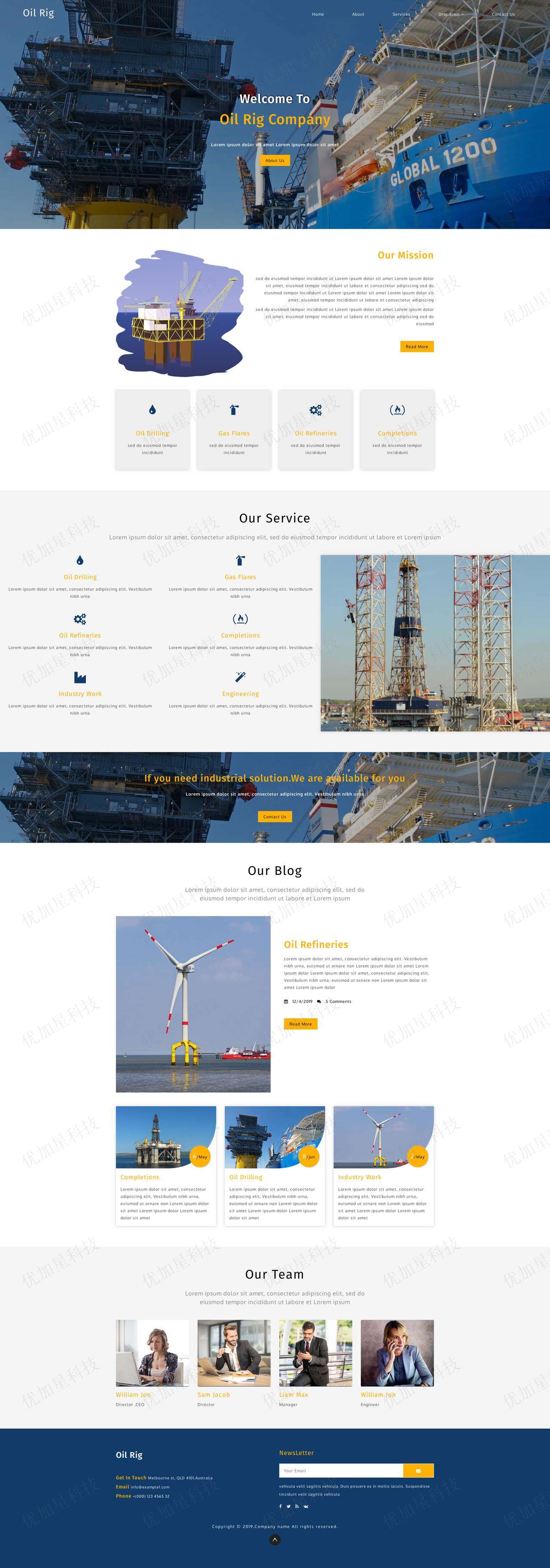 响应式石油钻井勘探公司网站静态模板_优加星网络科技