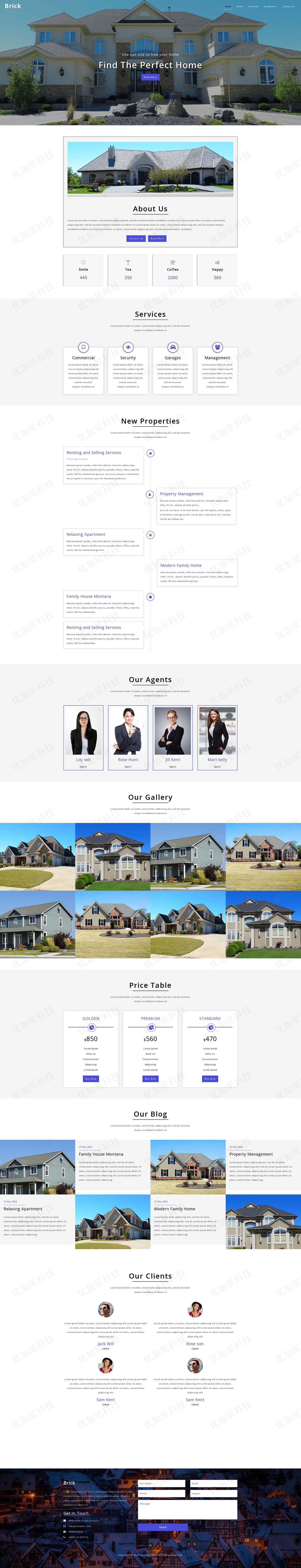 响应式别墅销售房屋中介公司网站静态模板_优加星网络科技
