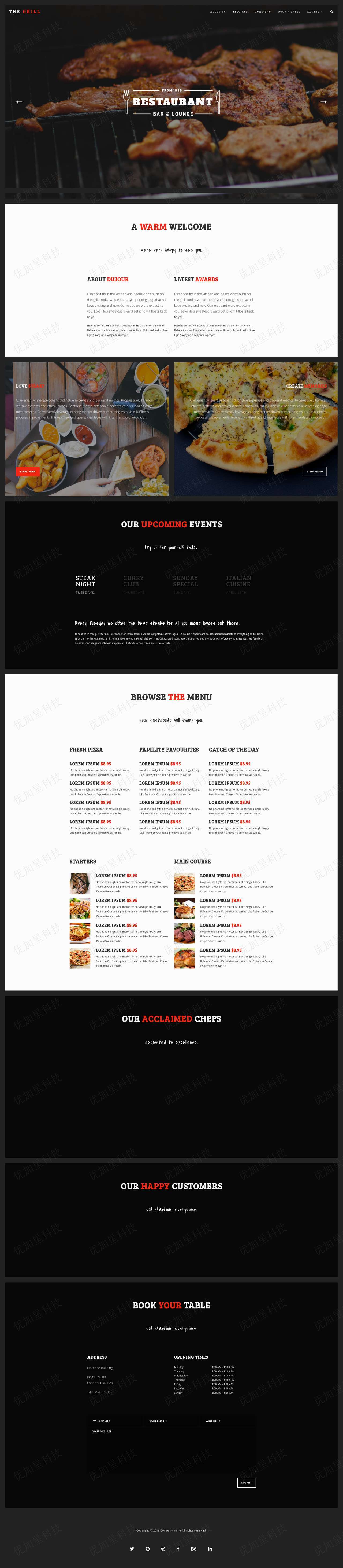 黑色精品响应式美食西餐厅网站静态模板_优加星网络科技