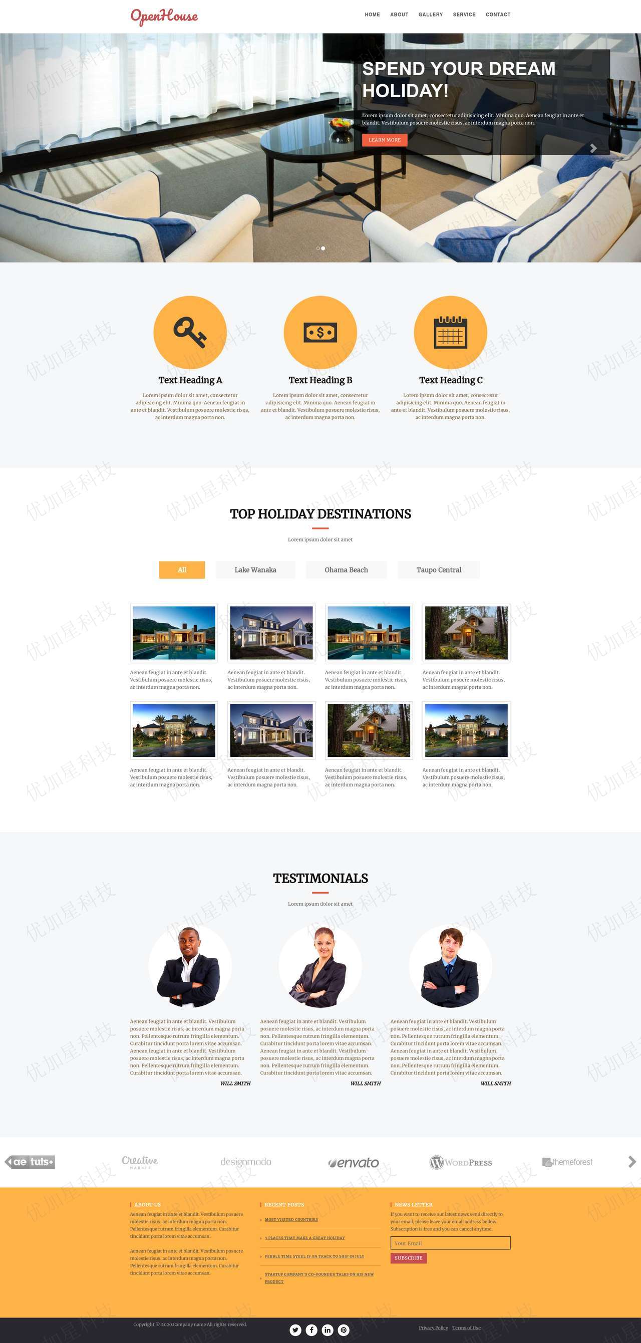 橙色响应式梦想假期环球旅行网站html模板_优加星网络科技