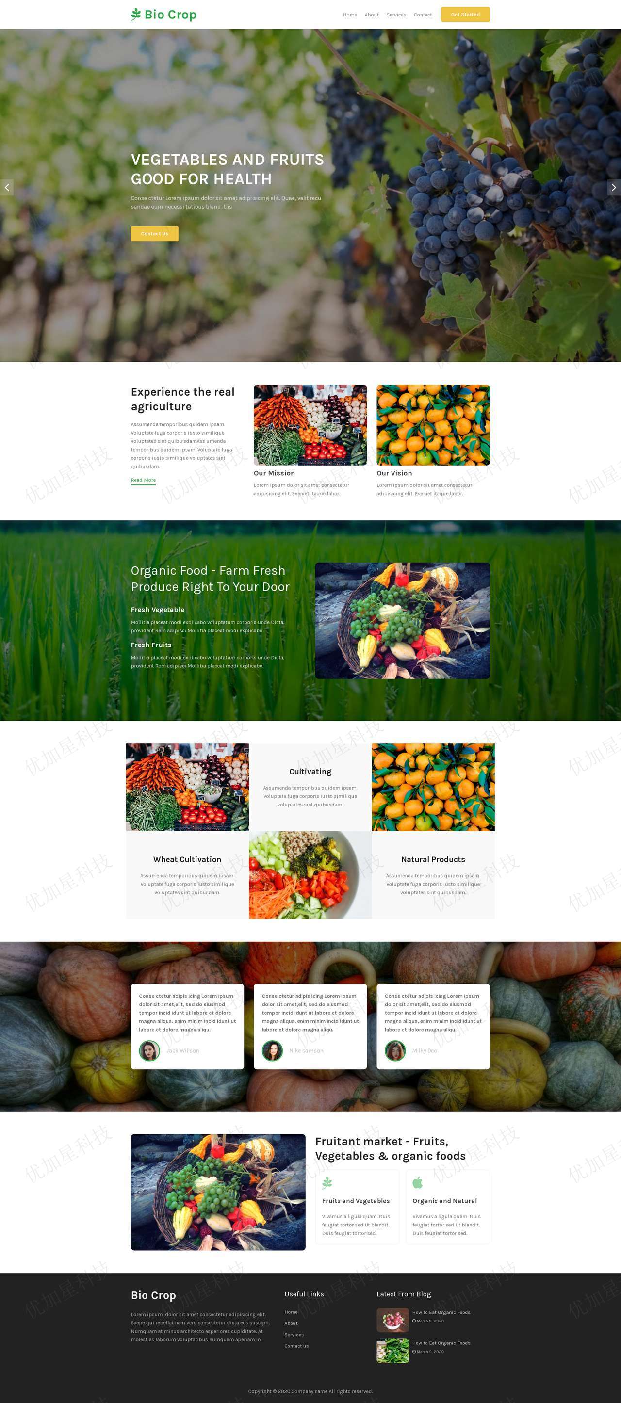 自适应绿色有机农产品种植公司html网站模板_优加星网络科技