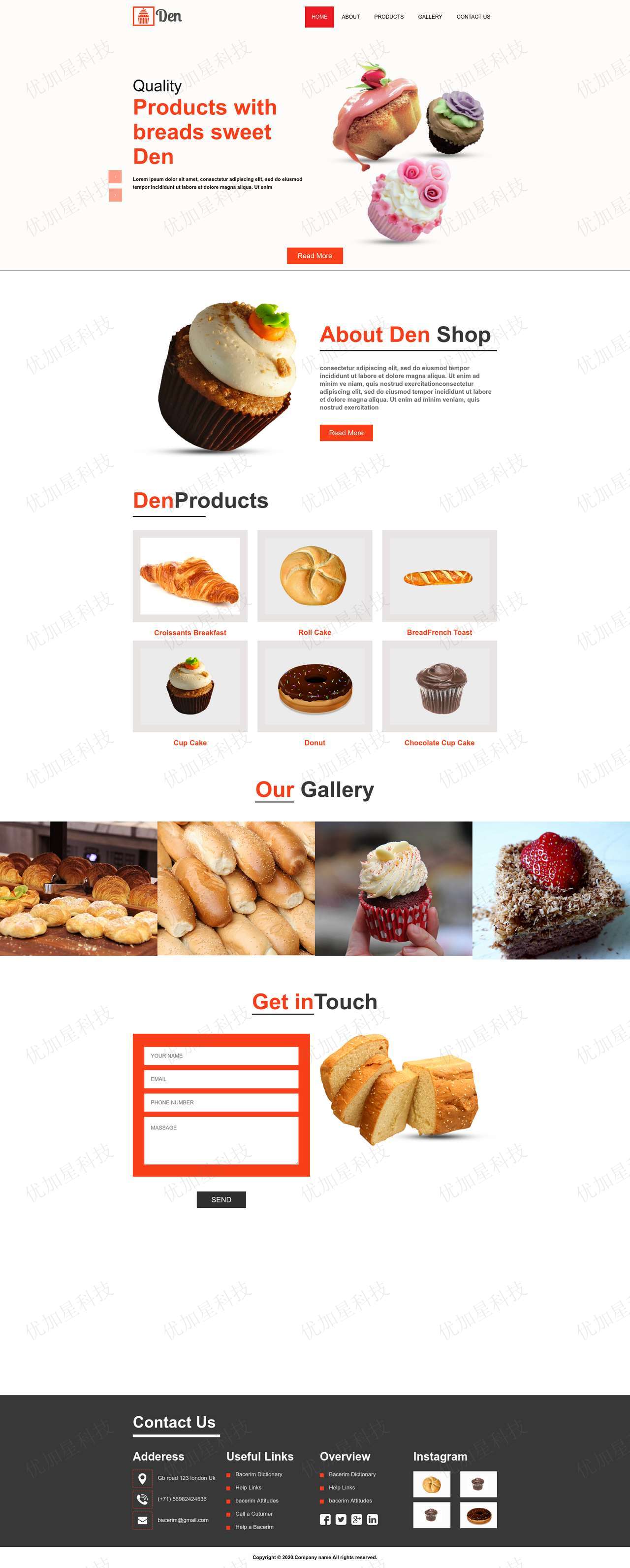 精美自适应蛋糕甜品美食餐饮单页网站html模板_优加星网络科技