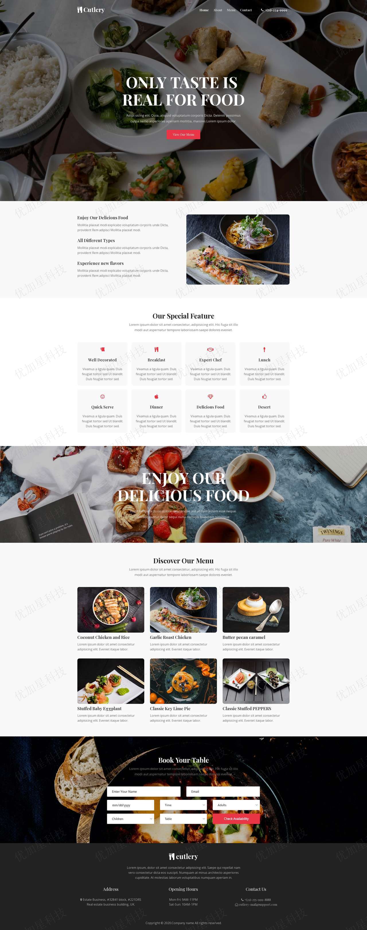 精美响应式美食餐厅HTML5网站模板_优加星网络科技