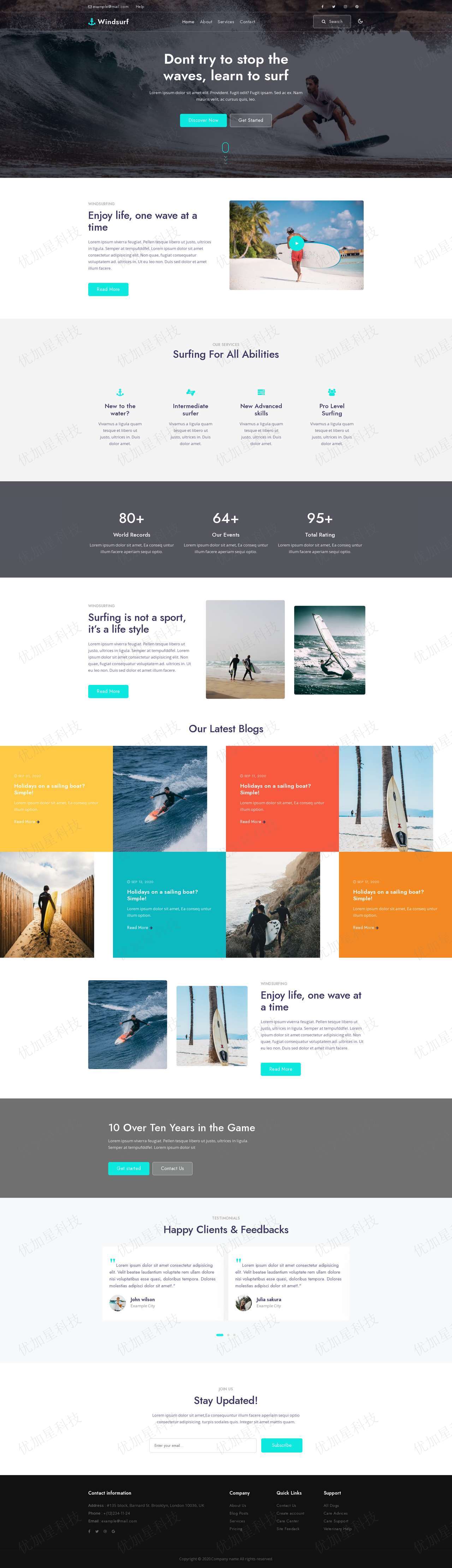 响应式海上冲浪极限运动爱好者网站HTML5模板_优加星网络科技