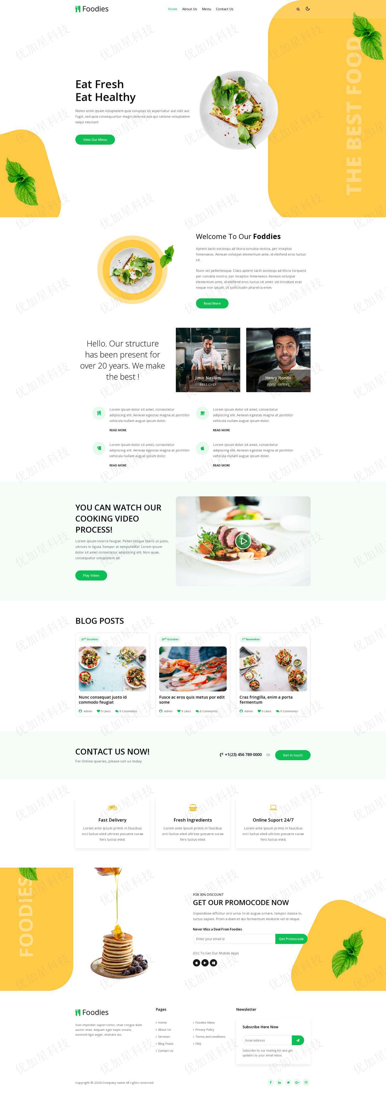 响应式健康美食专家餐饮行业网站html模板_优加星网络科技