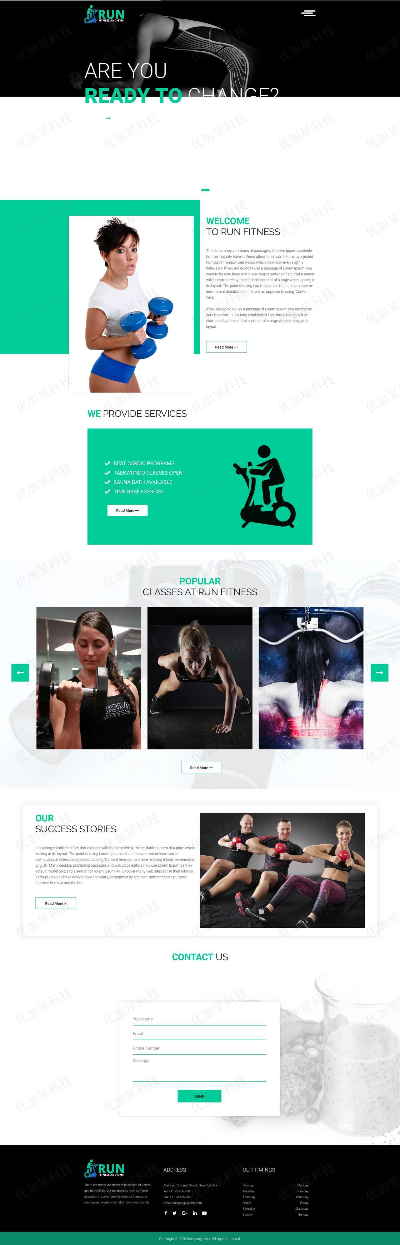 绿色响应式健身运动课程培训HTML5网站模板_优加星网络科技