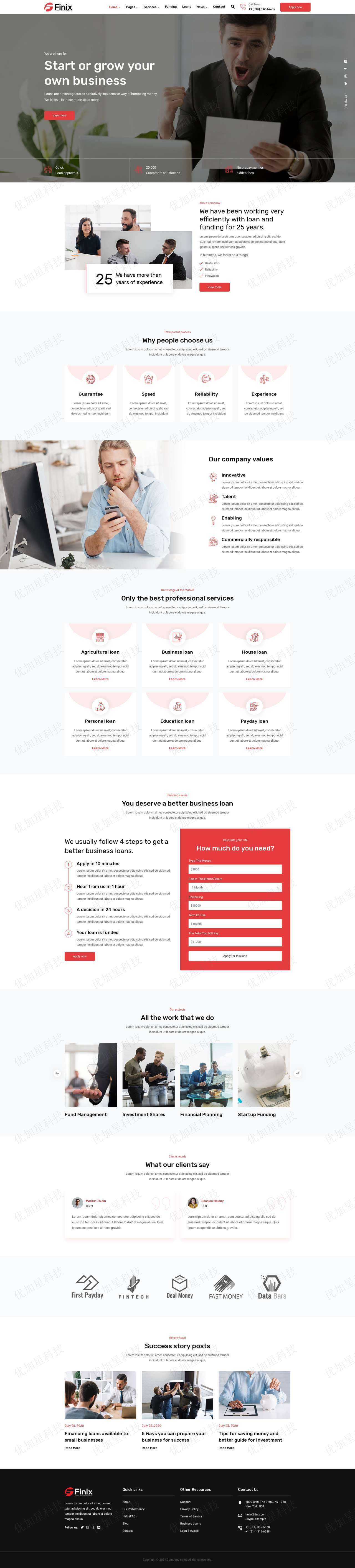 响应式黑色企业贷款融资公司网站模板_优加星网络科技
