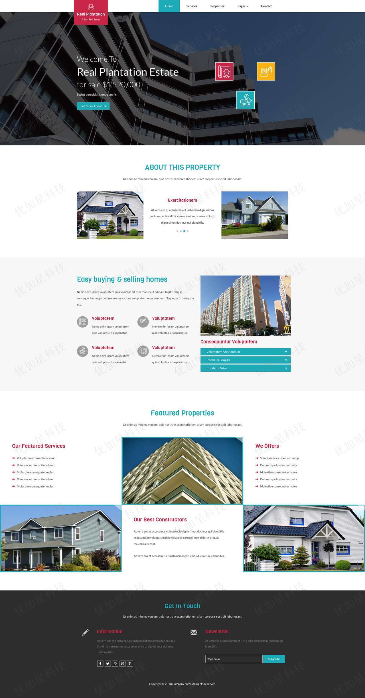绿色响应式房地产销售公司html网站模板_优加星网络科技