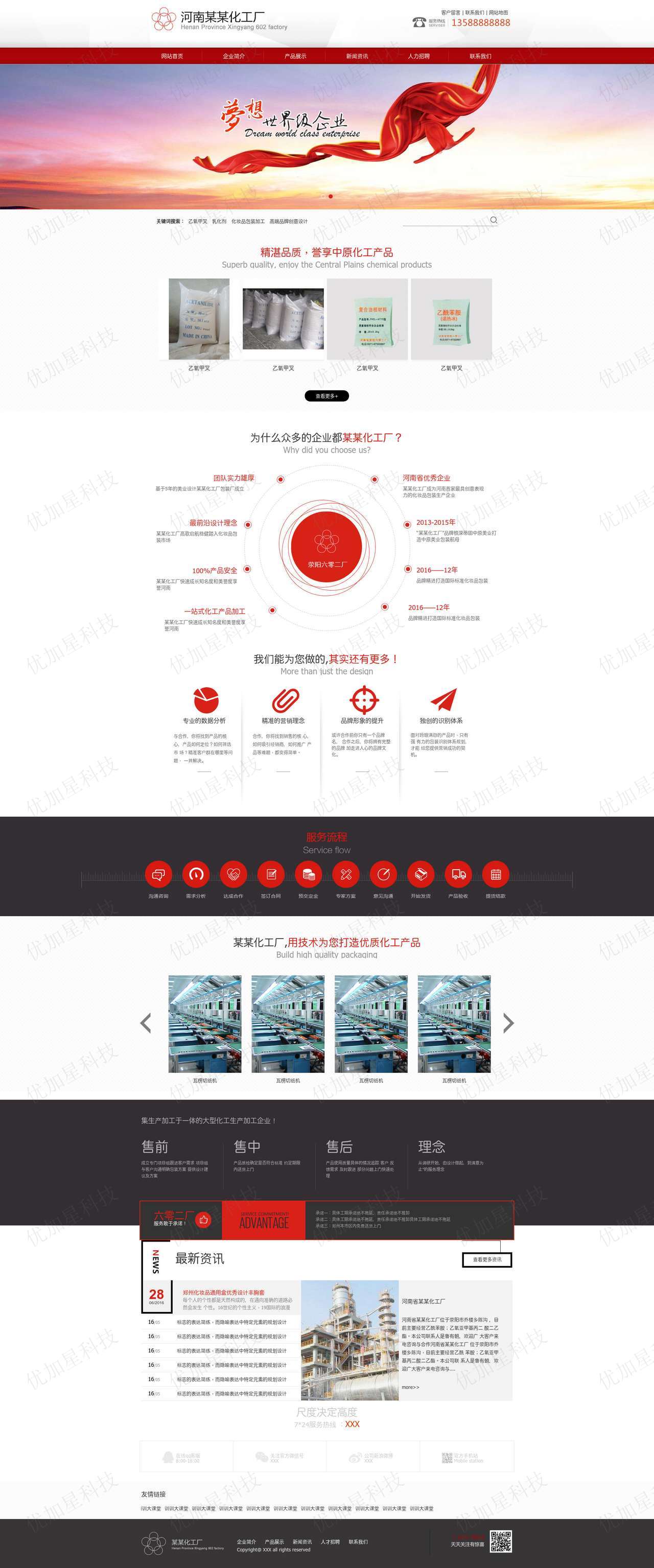 红色化工生产科技公司静态网站html模板_优加星网络科技