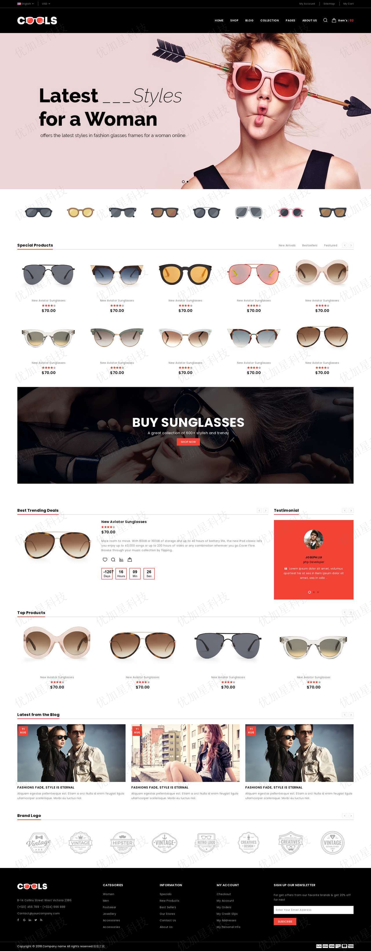 粉色眼镜网上商城html5模板下载_优加星网络科技
