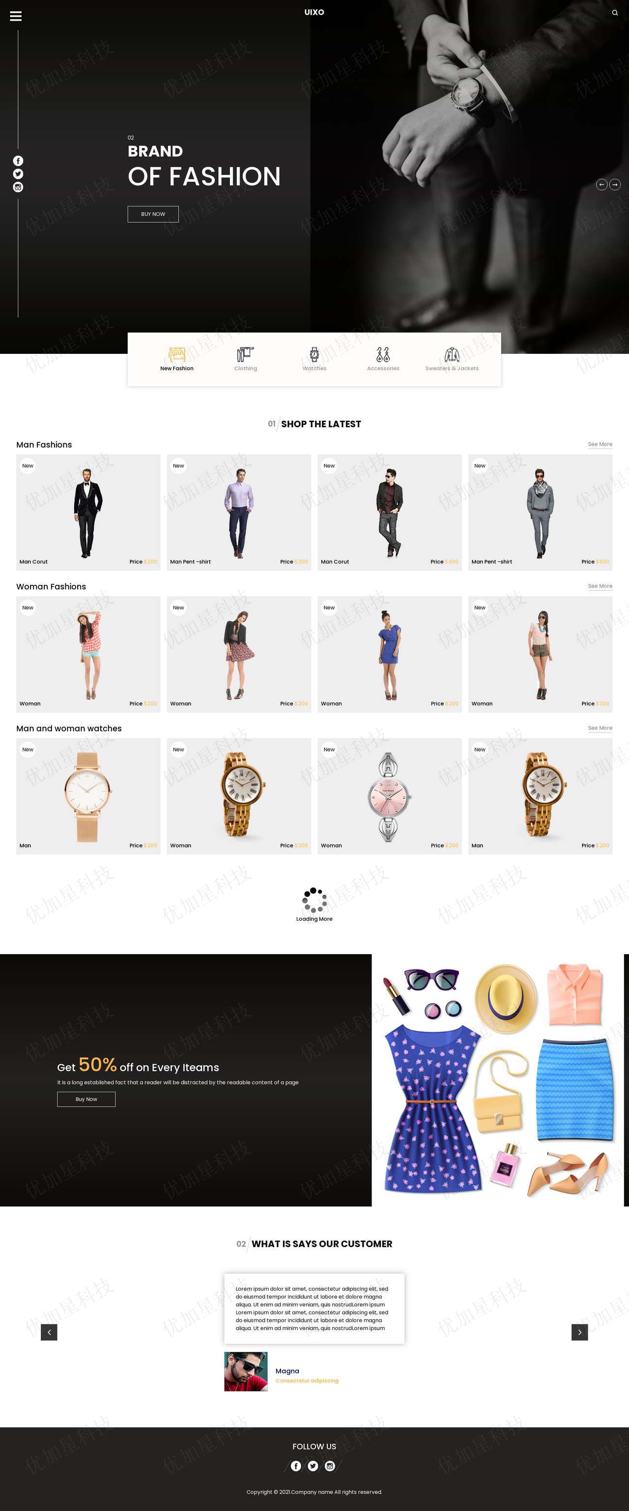黑色简约时尚服装商城网站模板下载_优加星网络科技