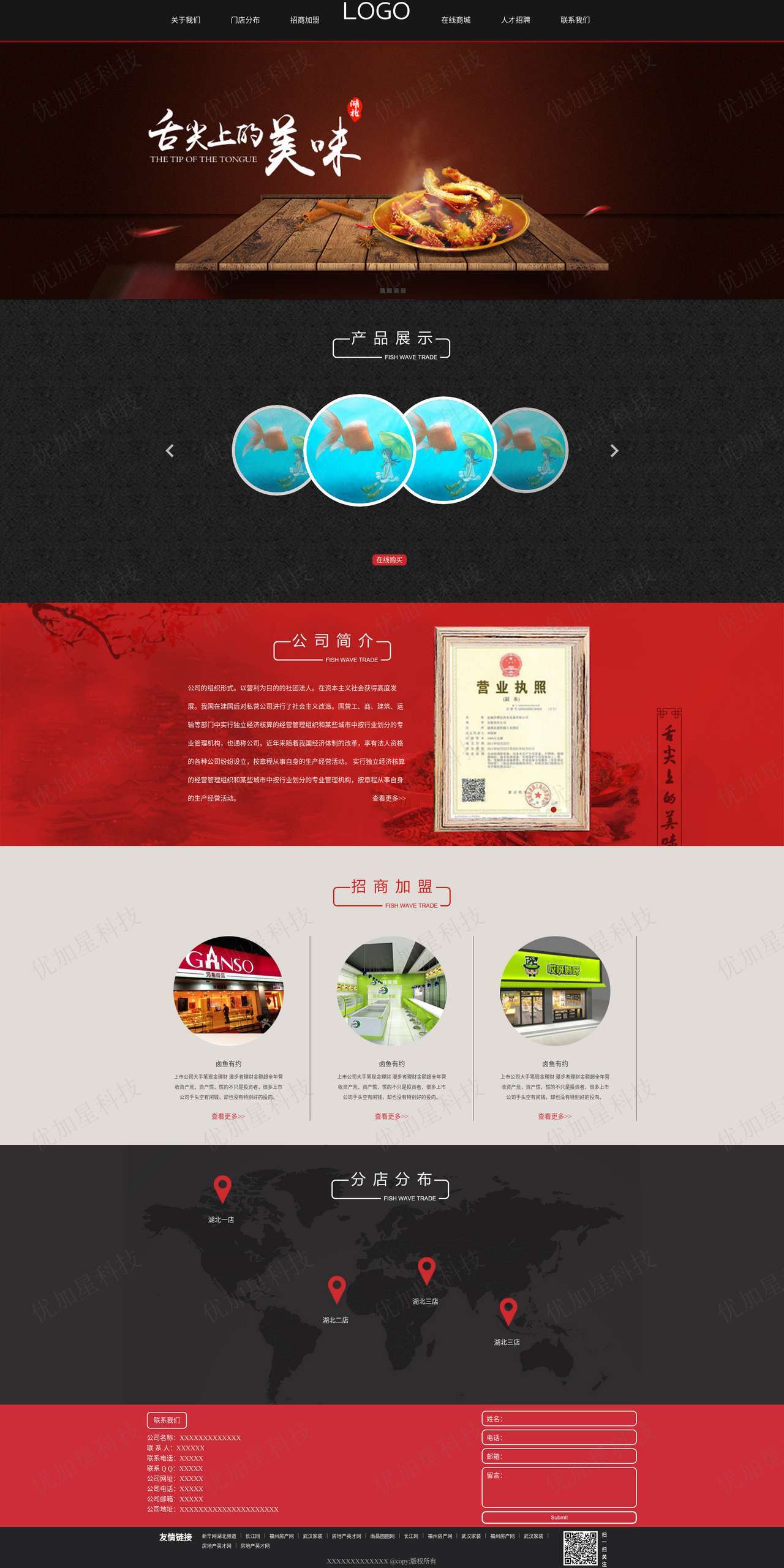 黑色精美餐饮美食加盟企业网站模板_优加星网络科技
