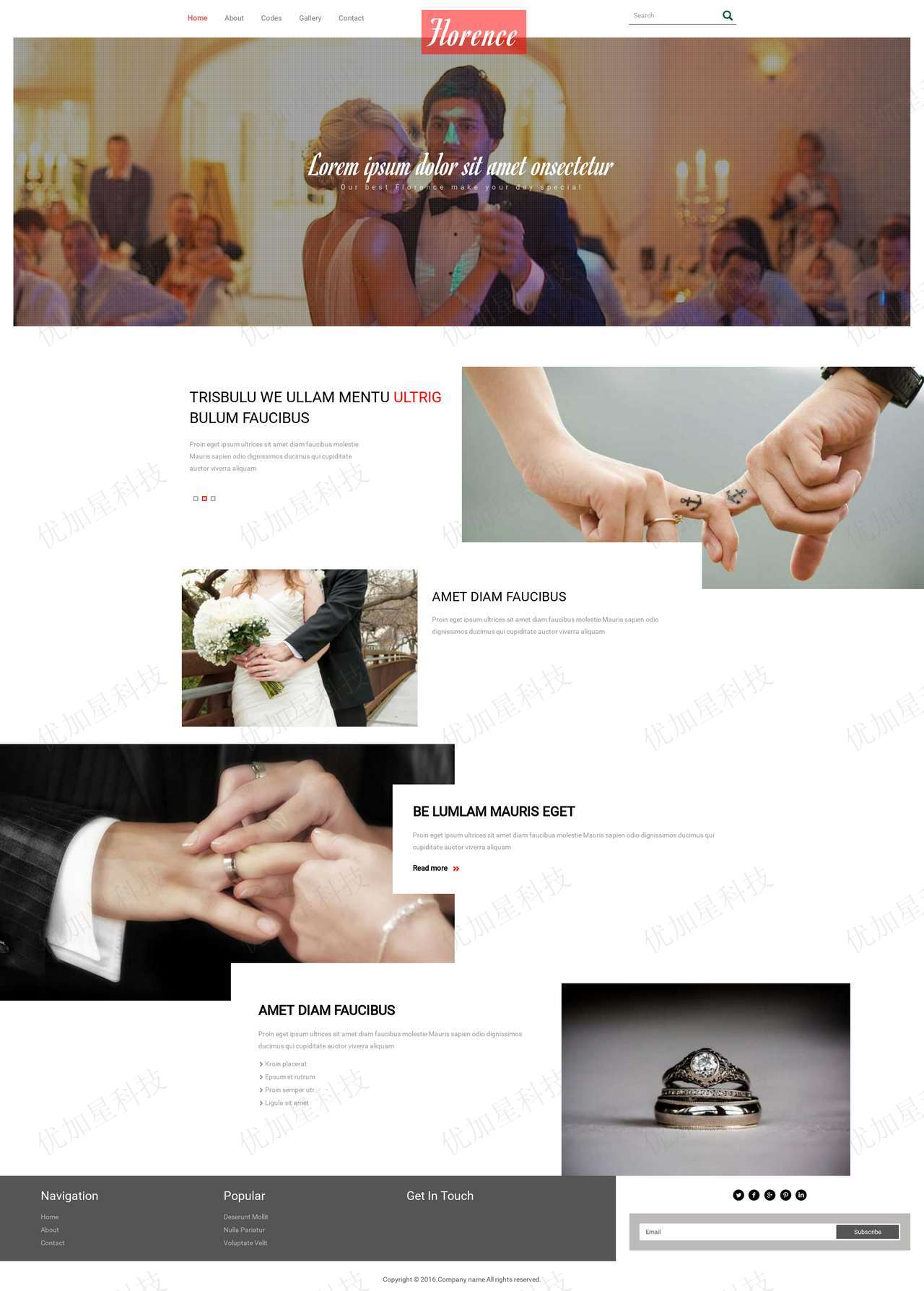 婚礼策划企业多页面网站HTML5模板_优加星网络科技