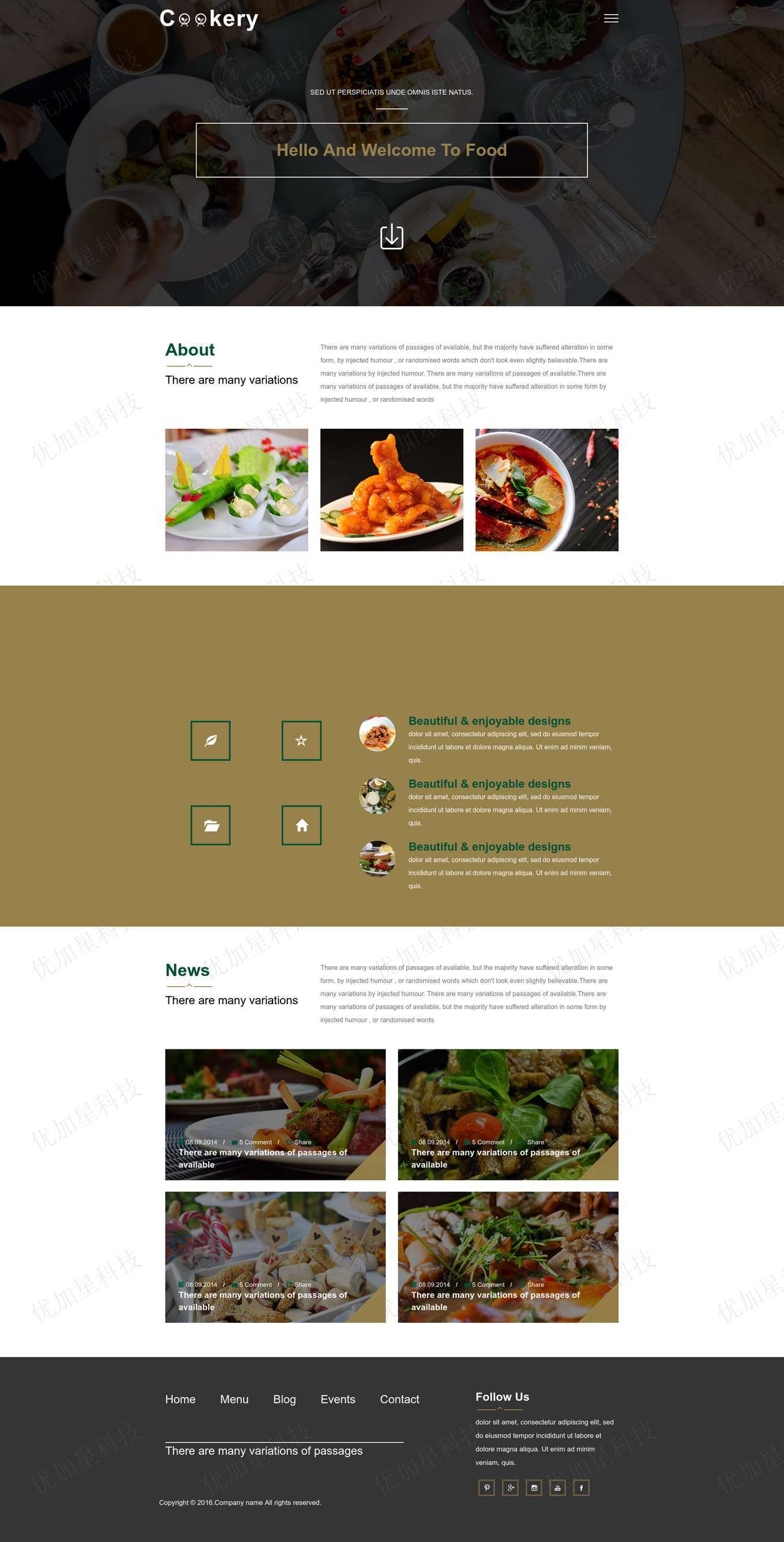 精美大餐美食网站多页面HTML5模板_优加星网络科技