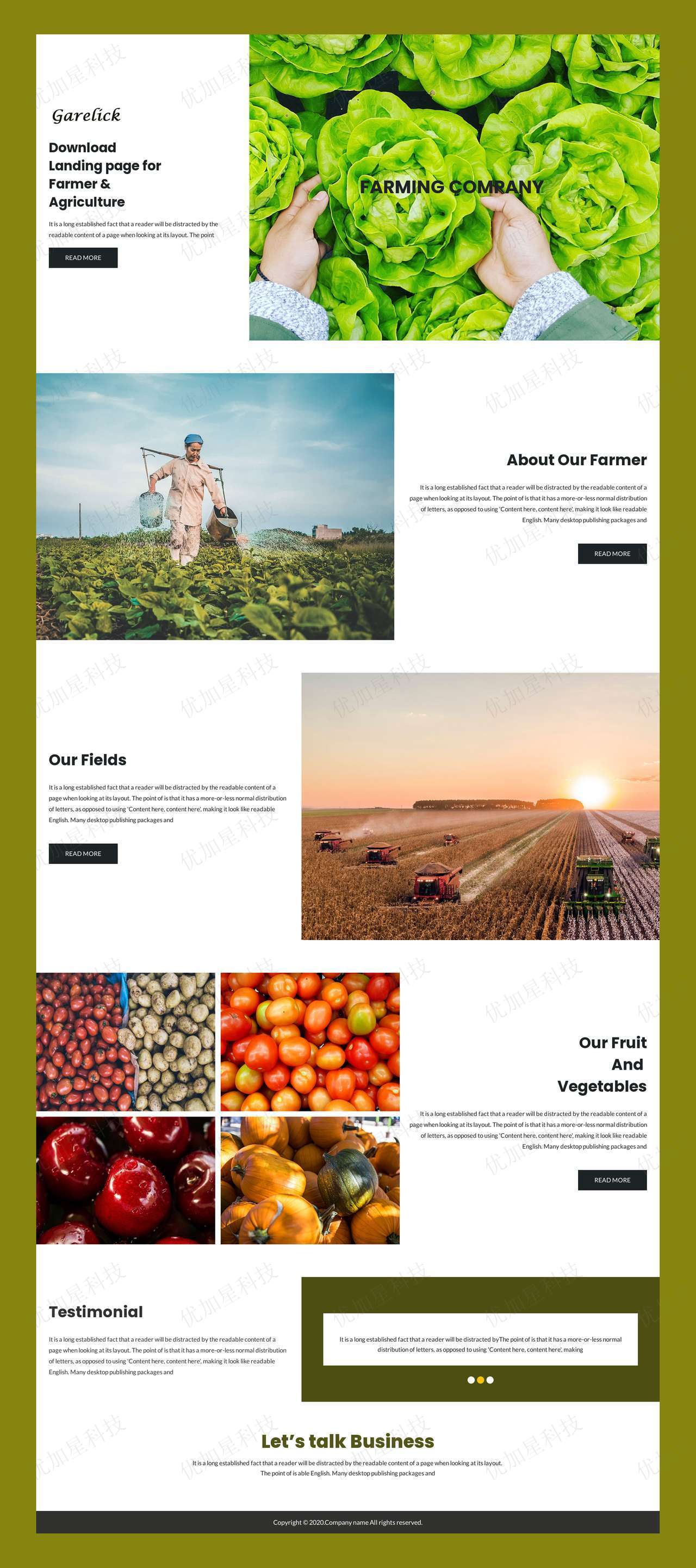绿色蔬菜种植农场网页单页面HTML5模板_优加星网络科技
