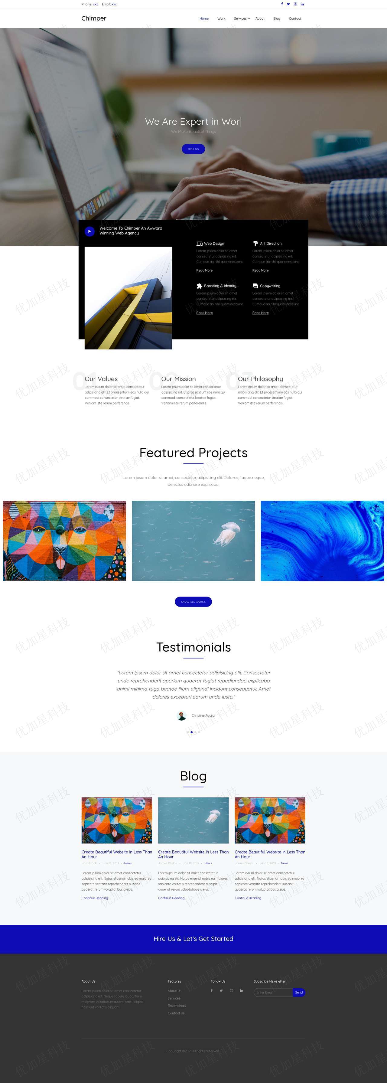 办公设计简约宽屏项目商业HTML5模板下载_优加星网络科技