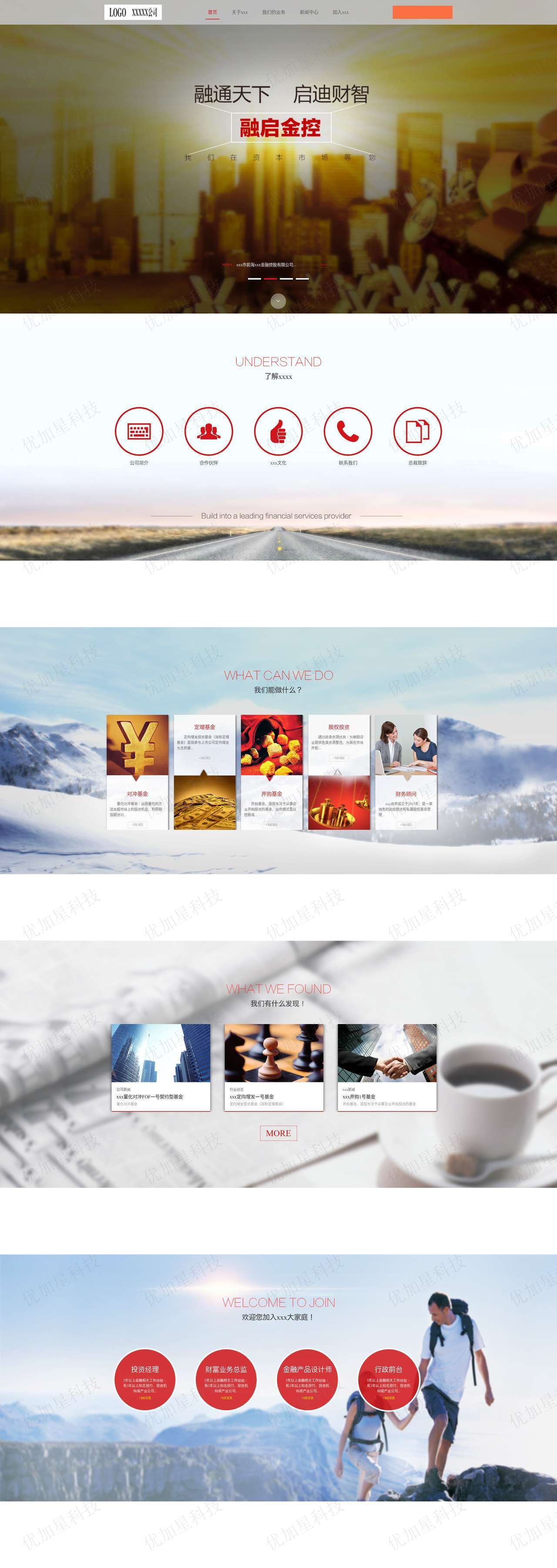 中文动态滑动金融投资服务企业HTML5模板下载_优加星网络科技