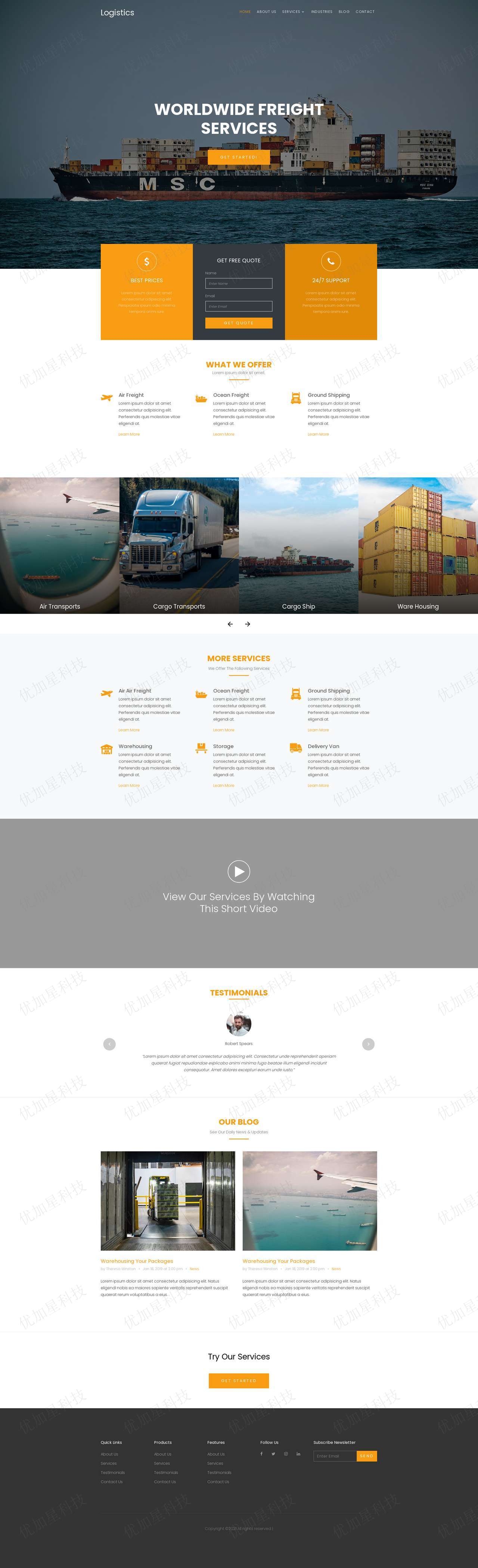 通用企业国际货运输服务轮船主题HTML5响应式自适应网站模板_优加星网络科技