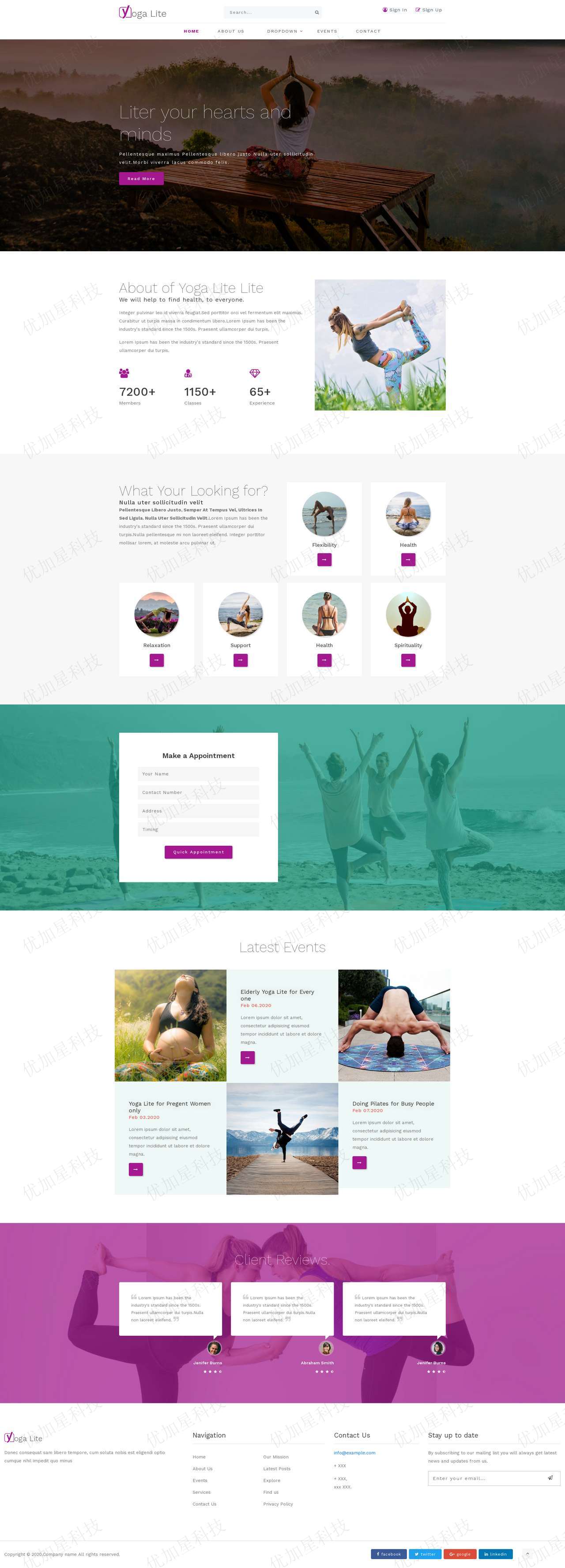 适用于瑜伽健身体育类HTML5网站模板_优加星网络科技