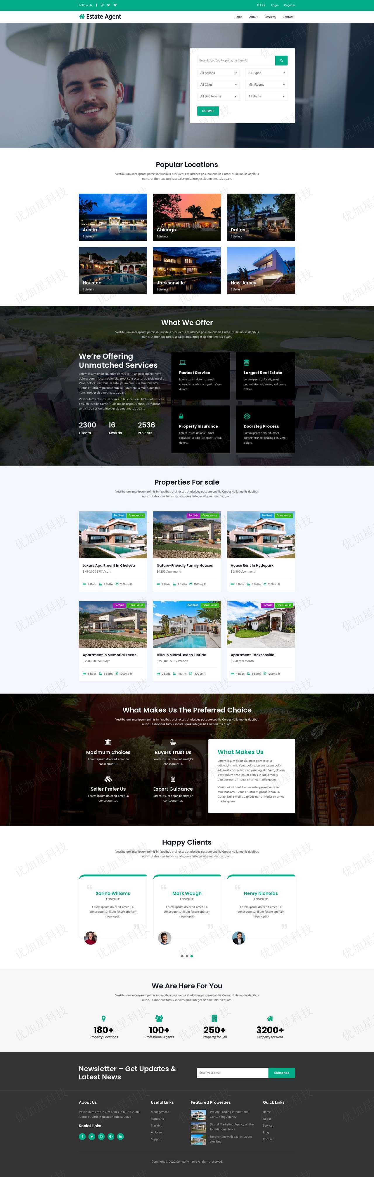 绿色高端房地产代理销售公司网站模板_优加星网络科技