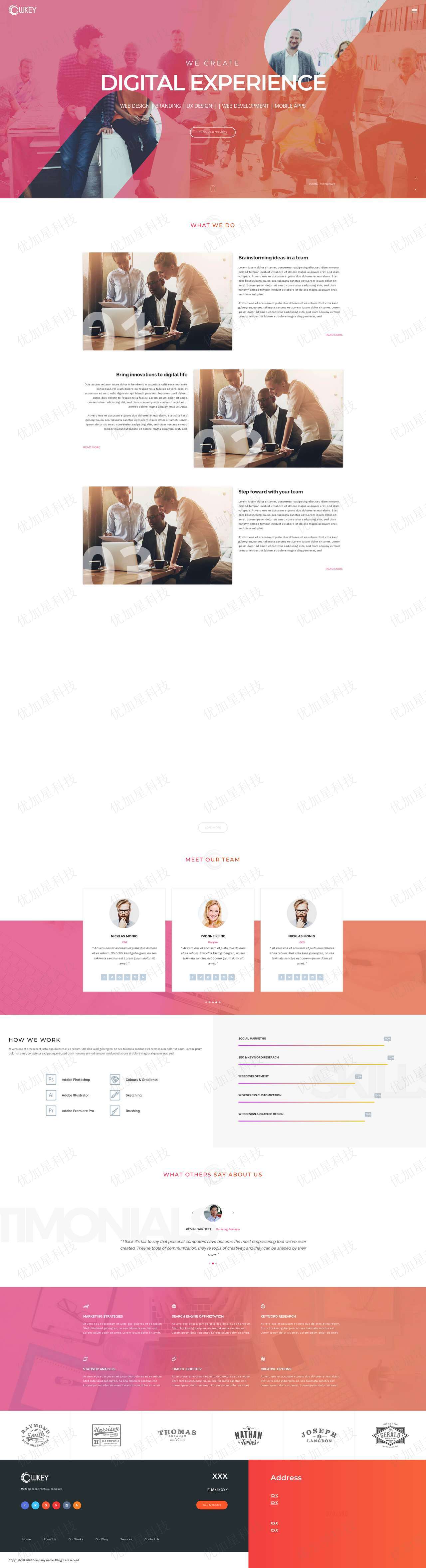 Bootstrap框架创意响应式设计企业网站模板_优加星网络科技