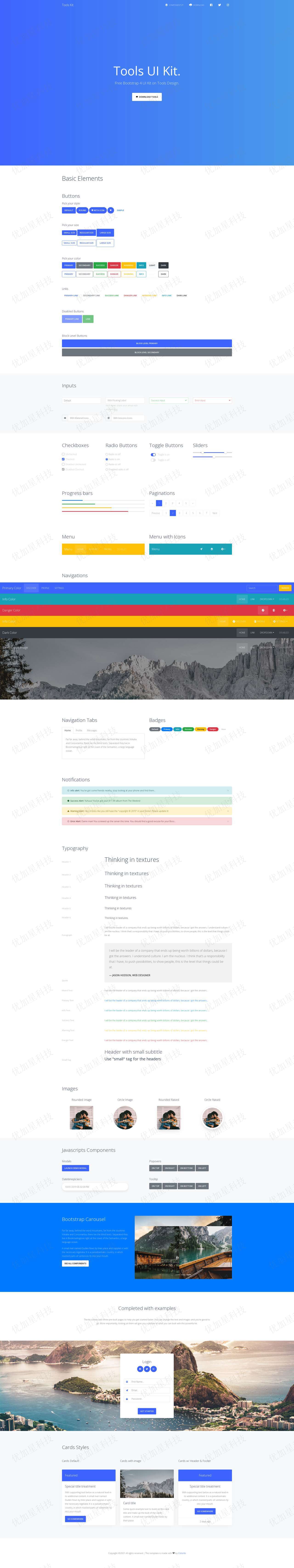 Bootstrap 4 工具UI套件基本要素合集网站模板_优加星网络科技