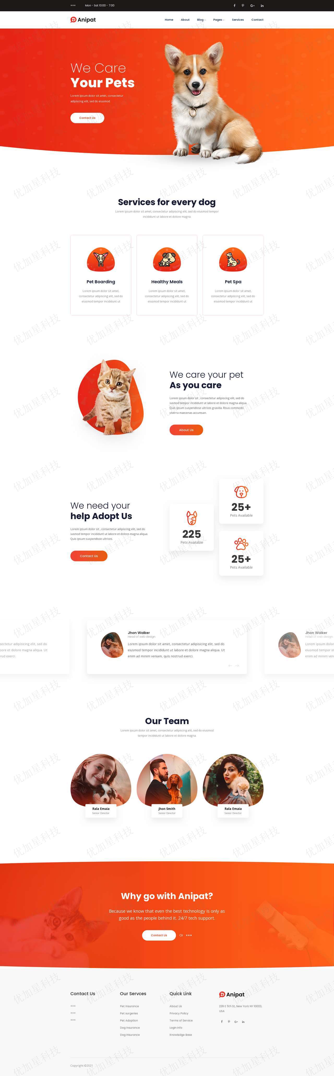 animal红色ui温馨宠物之家机构引导式网站模板_优加星网络科技