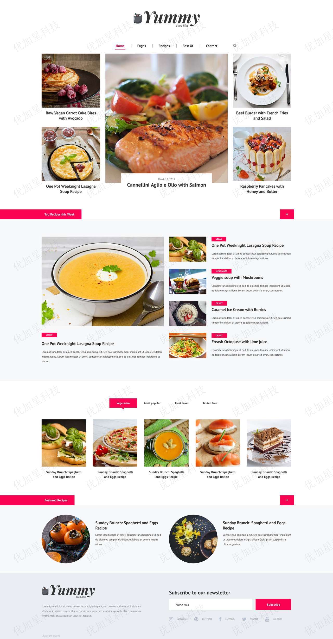 简约意式网上餐厅定制美味引导式主题网站模板_优加星网络科技