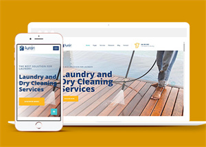 蓝色保洁干洗服务公司HTML5网站模板