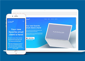 渐变蓝色电子邮件客户端下载页面模板