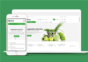 绿色自适应有机蔬菜网上超市网站静态模板