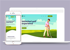 绿色手绘高尔夫运动官网网站模板