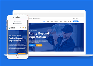 蓝色响应式矿泉水配送服务公司官网静态模板