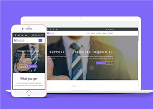 紫色银行公司业务网站响应式模板